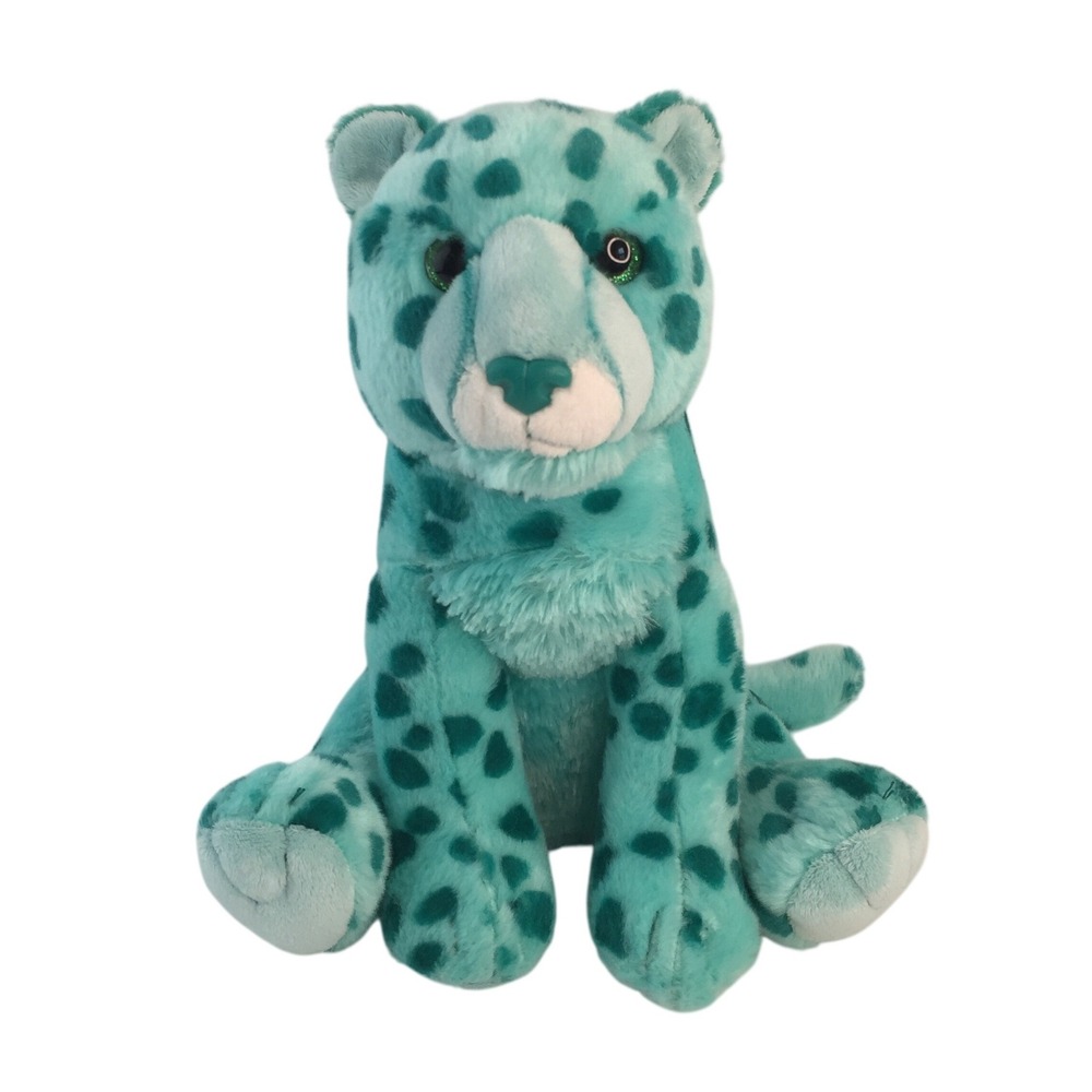 Aurora Destination Nation‎ Leopard Plush 11in Teal Spotted Glitter Eyes 2022